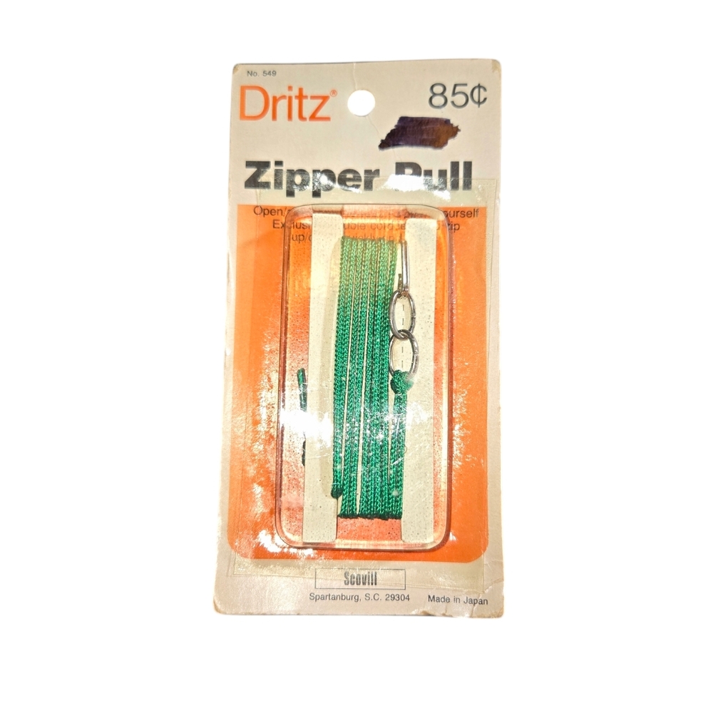 Dritz‎ VINTAGE Sewing Notions New Old Stock Green Hard To Reach Zipper Pull